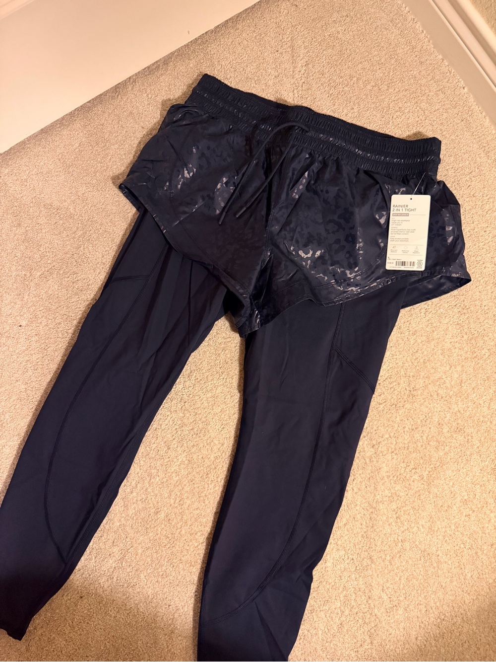 Athleta Navy Athletic Rainier 2-in-1 Running short/Tights
